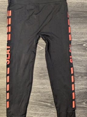 Black Leggings with Orange Side Graphic